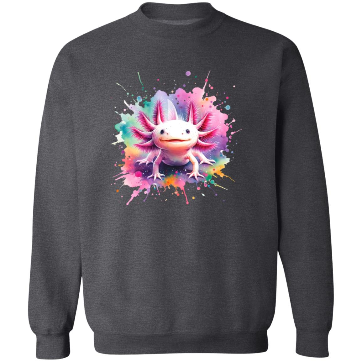 Axolotl Color Splash Unisex Sweatshirt Black Navy Dark Heather-Family-Gift-Planet