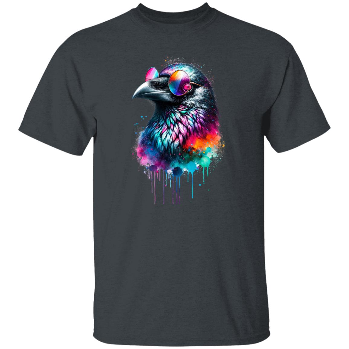 Neon Raven Color Splash Unisex T-shirt Black Navy Dark Heather-Family-Gift-Planet