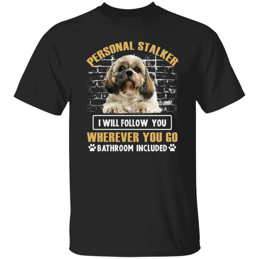 Dog Personal Stalker T-Shirt gift Dog mom Unisex tee Black Navy Dark Heather-Black-Family-Gift-Planet