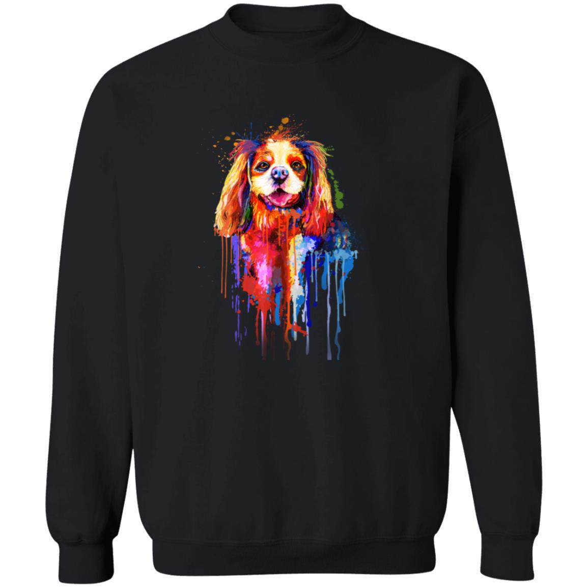 Abstract Cavalier dog Unisex Crewneck Sweatshirt with expressive splashes-Family-Gift-Planet