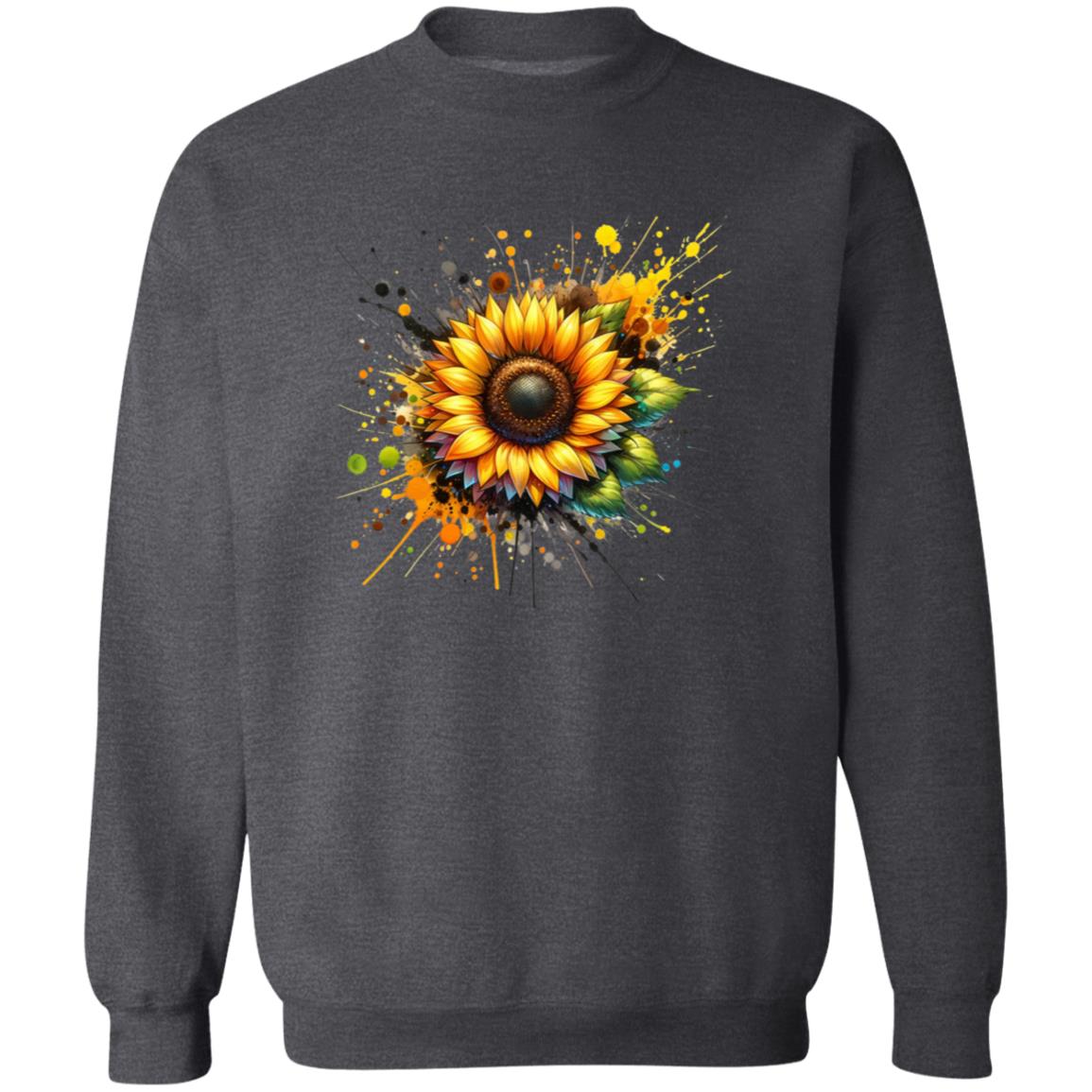 Artistic Sunflower Color Splash Unisex Sweatshirt Black Navy Dark Heather-Family-Gift-Planet