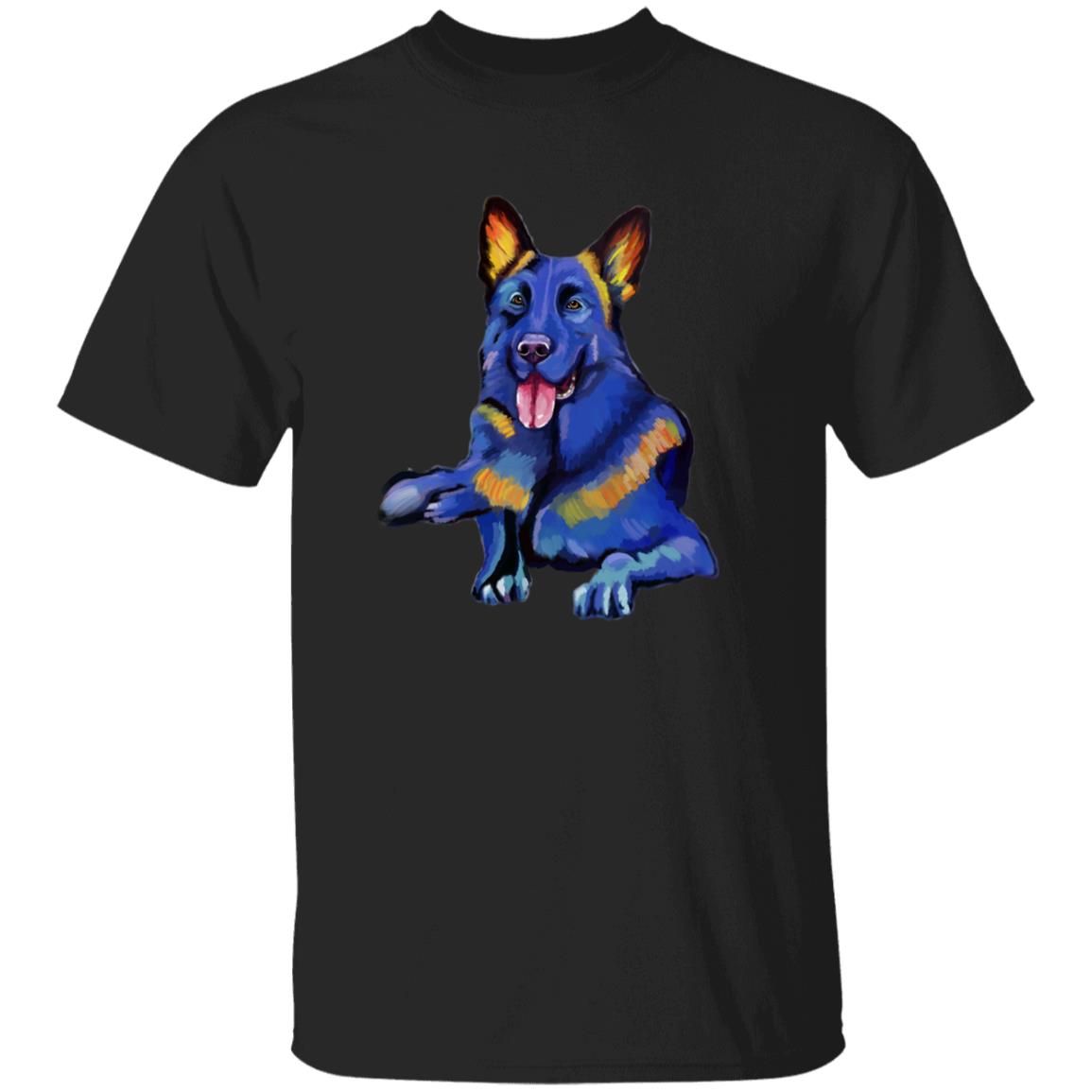 Watercolor painting German Shepherd dog Unisex shirt S-2XL black navy dark heather-Black-Family-Gift-Planet