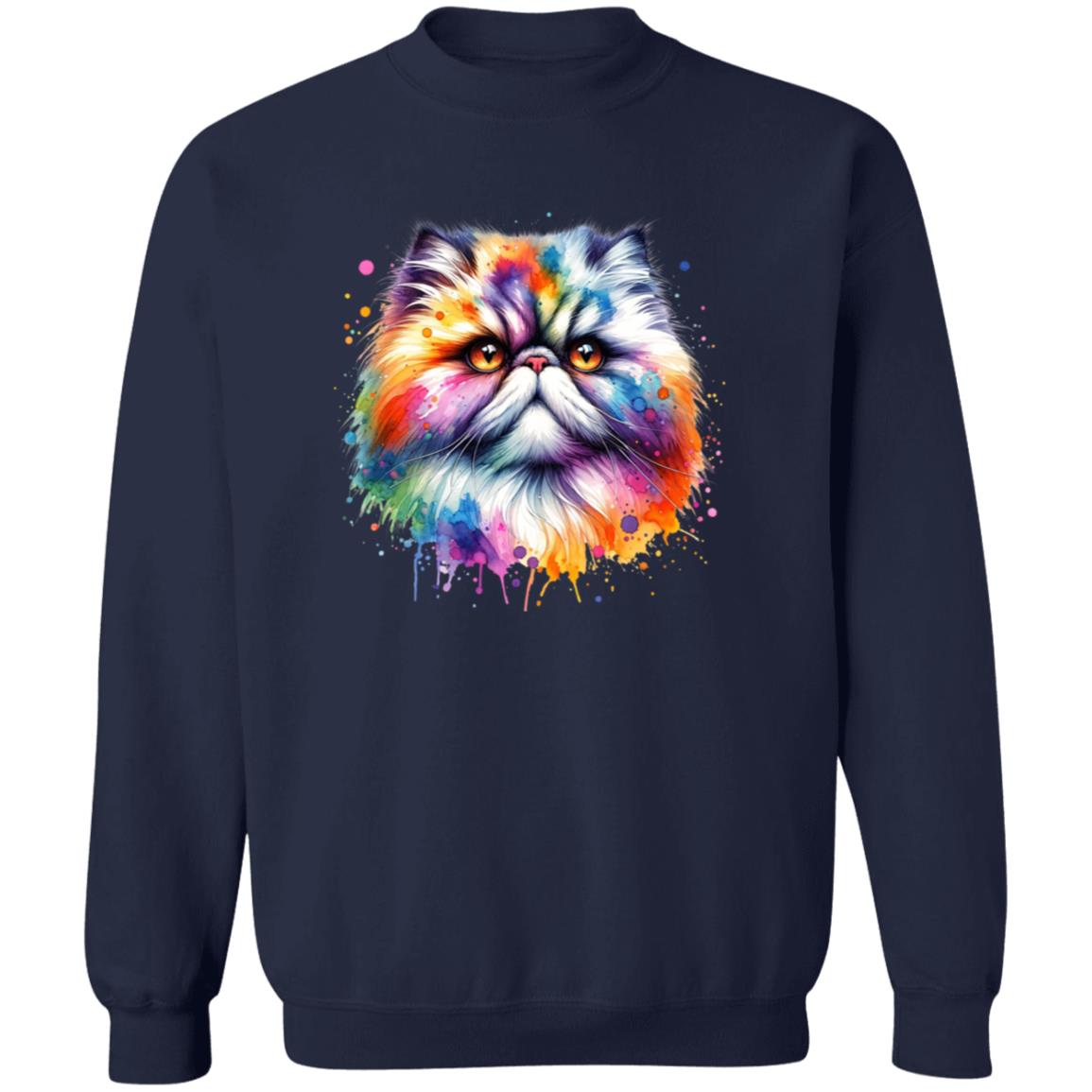 Persian Cat Color Splash Unisex Sweatshirt Black Navy Dark Heather-Family-Gift-Planet