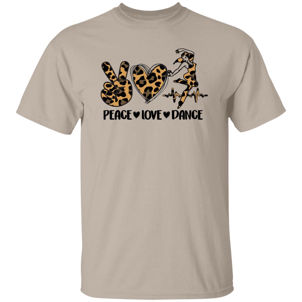 Peace Love Dance T-Shirt Leopard skin Dancer Dance Teacher Unisex Tee Sand White Sport Grey-Family-Gift-Planet