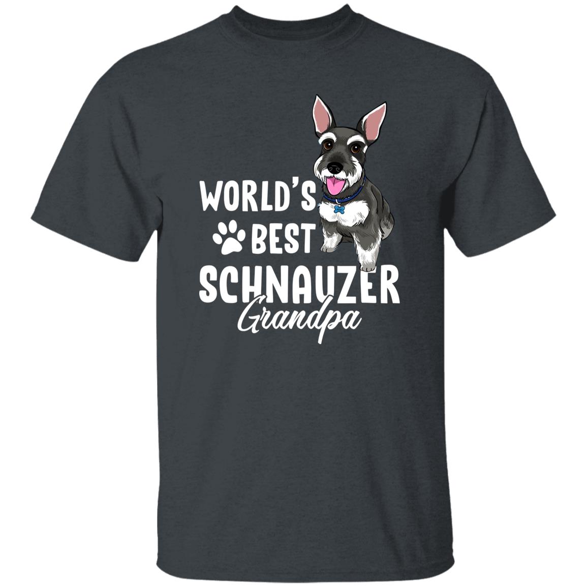 World's Best Schnauzer Grandpa T-Shirt gift Schnauzer owner Unisex tee Black Navy Dark Heather-Dark Heather-Family-Gift-Planet