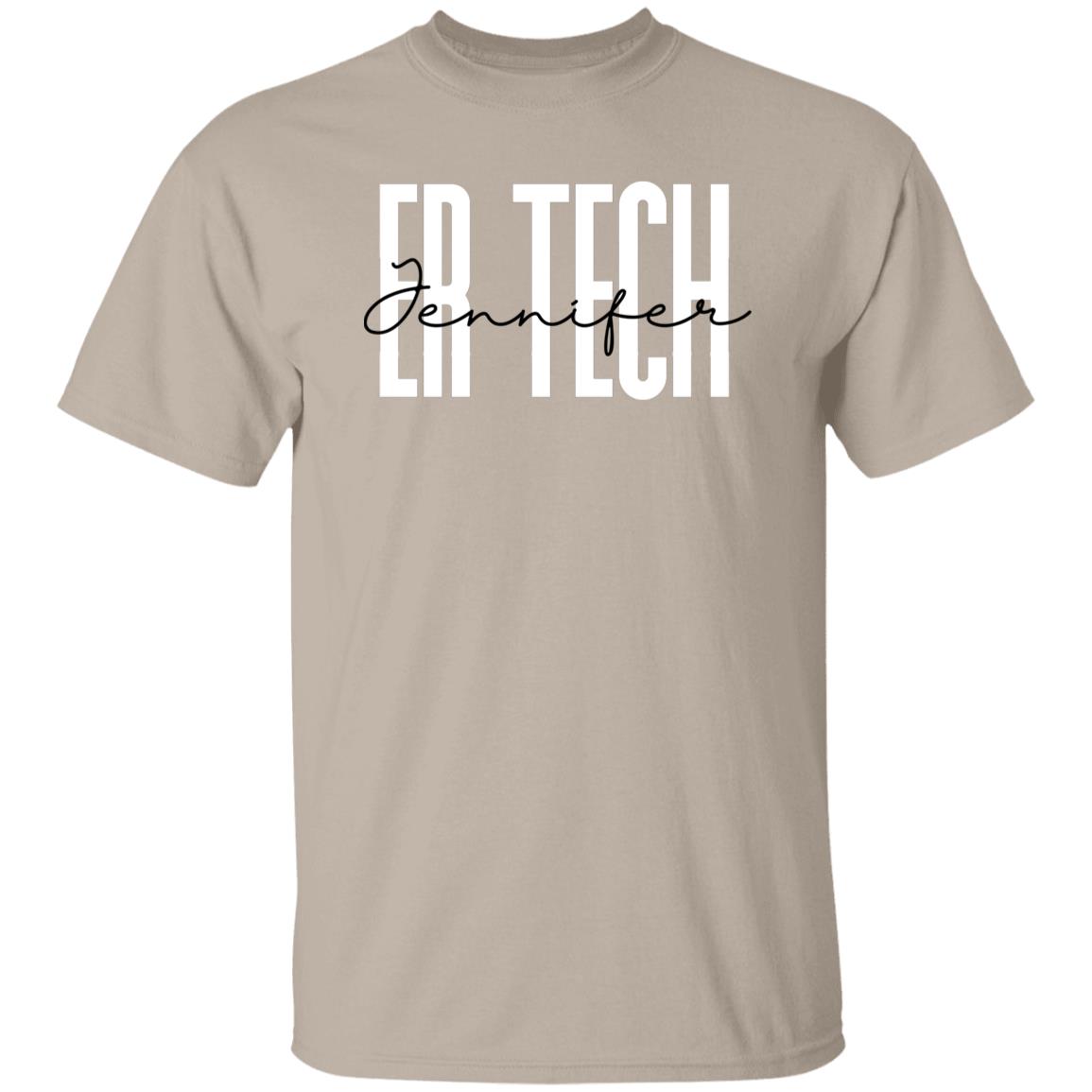 Personalized ER tech Unisex T-shirt Custom Name Emergency Technician Sand Blue Pink-Family-Gift-Planet