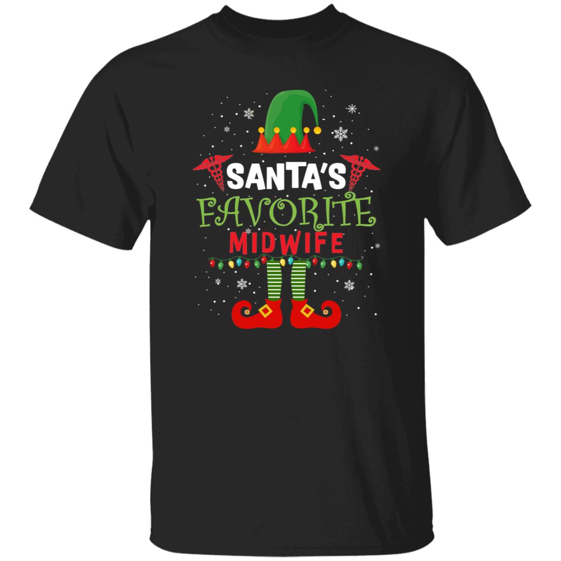 Santa's Favorite Midwife Christmas Unisex Shirt Black Dark Heather-Family-Gift-Planet