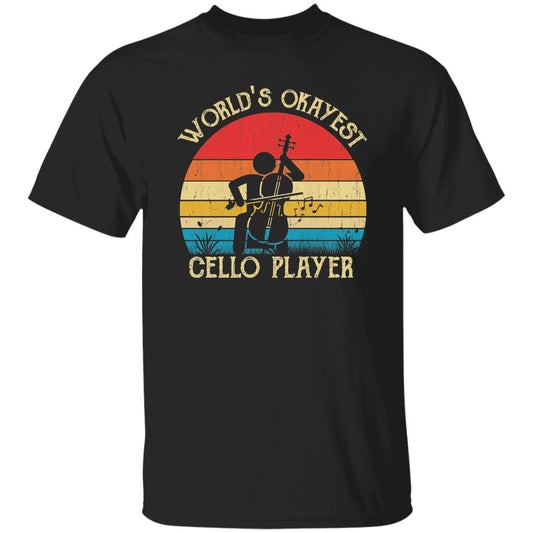 World's Okayest Cello player Retro Style Unisex T-shirt Black Navy Dark Heather-Black-Family-Gift-Planet