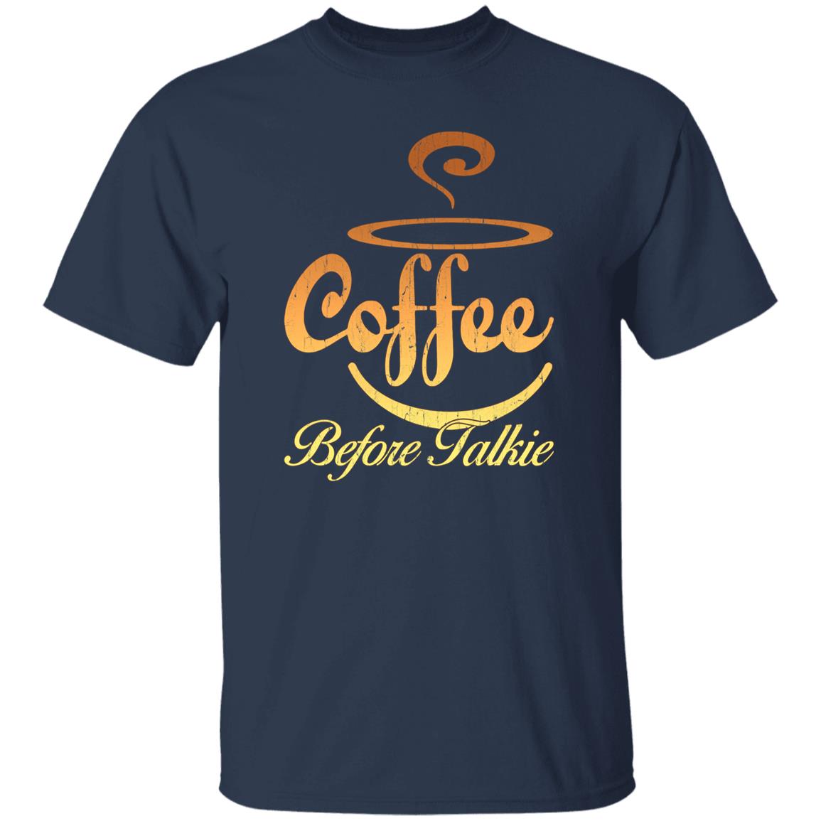 Coffee before talkie Unisex shirt gift cool coffee lover tee black navy dark heather-Navy-Family-Gift-Planet