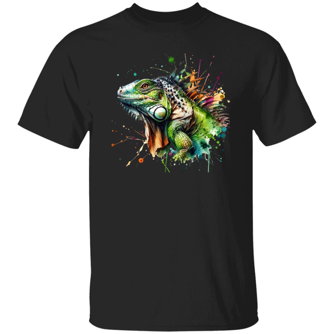 Iguana Color Splash Unisex T-Shirt Black Navy Dark Heather-Family-Gift-Planet