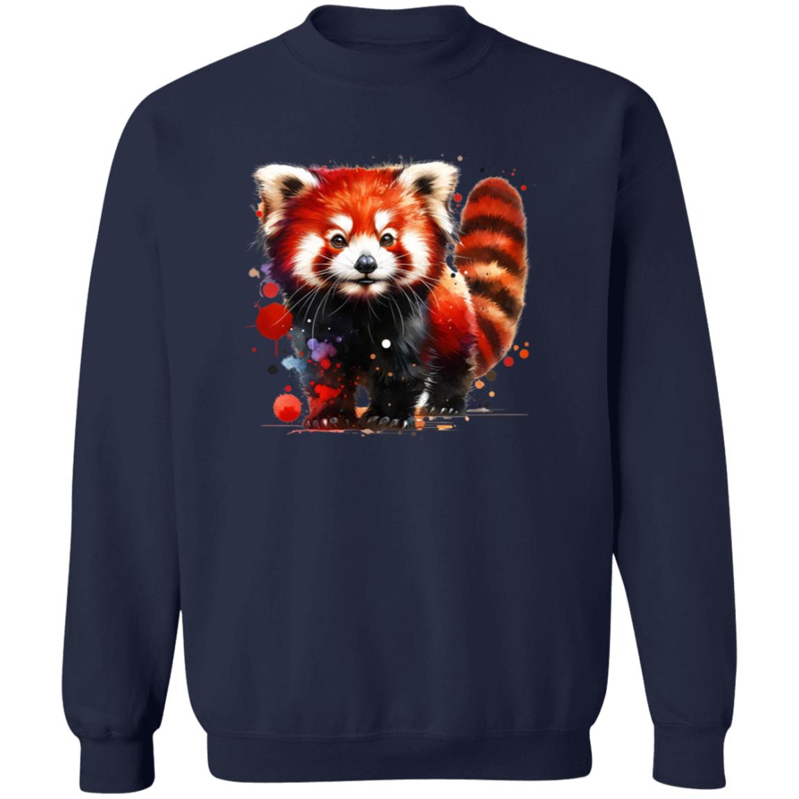 Artistic Red Panda Color Splash Unisex Sweatshirt Black Navy Dark Heather-Family-Gift-Planet