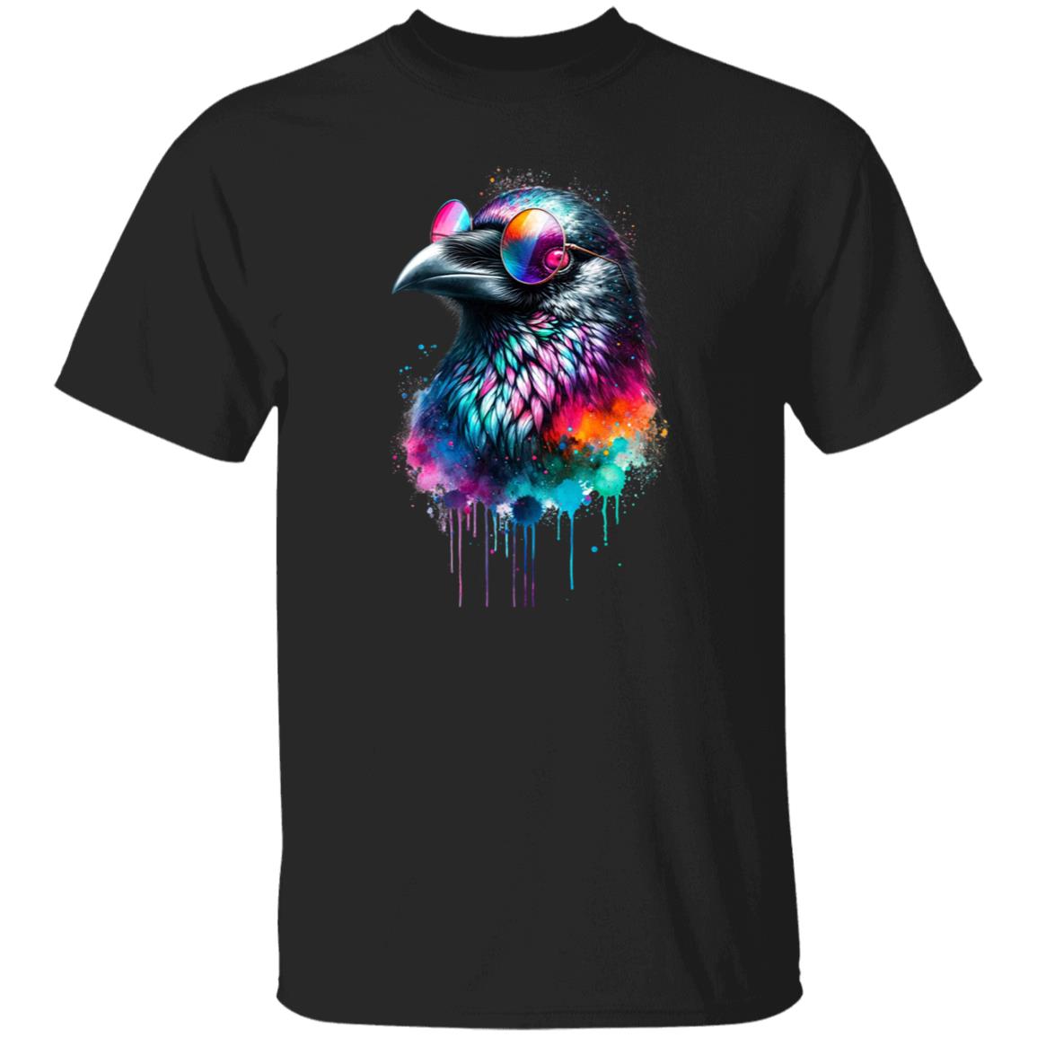 Neon Raven Color Splash Unisex T-shirt Black Navy Dark Heather-Family-Gift-Planet