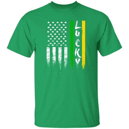 Lucky St Patrick Day Unisex t-shirt US America Flag clover tee 4XL 5XL 6XL-Irish Green-Family-Gift-Planet