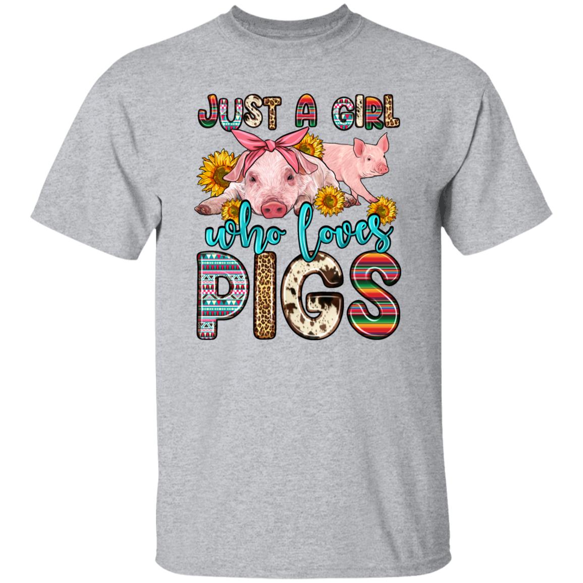 Just a girl who loves pigs T-Shirt gift Cute Farmer girl Unisex tee Sand White Sport Grey-Family-Gift-Planet