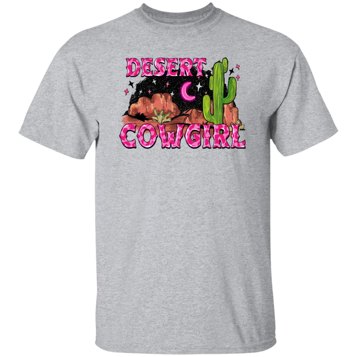 Desert cowgirl T-Shirt gift Western Night desert cactus pink cowgirl Tee Sand White Sport Grey-Family-Gift-Planet