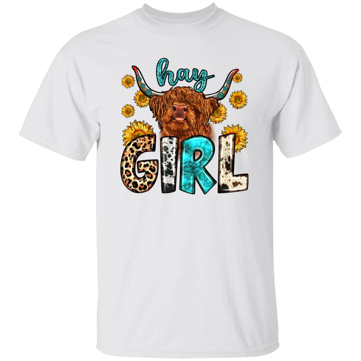 Hay girl T-Shirt gift Western Sunflower highland cow Texas girl Unisex tee Sand White Sport Grey-Family-Gift-Planet