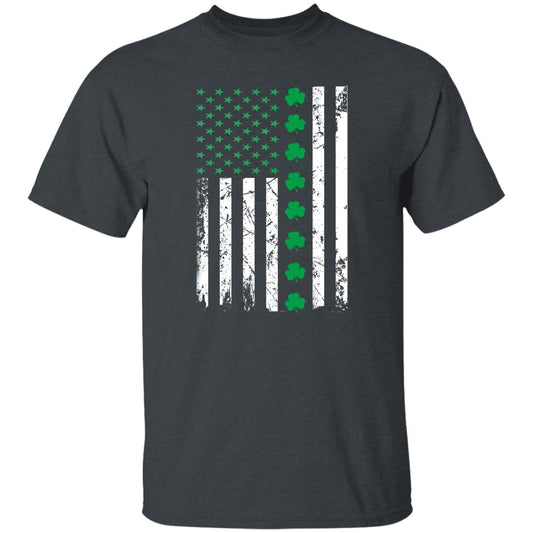 Shamrocks US Flag St Patrick Day Unisex t-shirt 4XL 5XL 6XL Irish Green-Dark Heather-Family-Gift-Planet