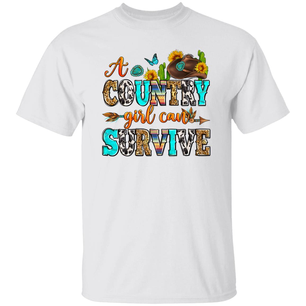 A country girl can survive T-Shirt Texas Western girl Unisex tee White Sand Grey-Family-Gift-Planet