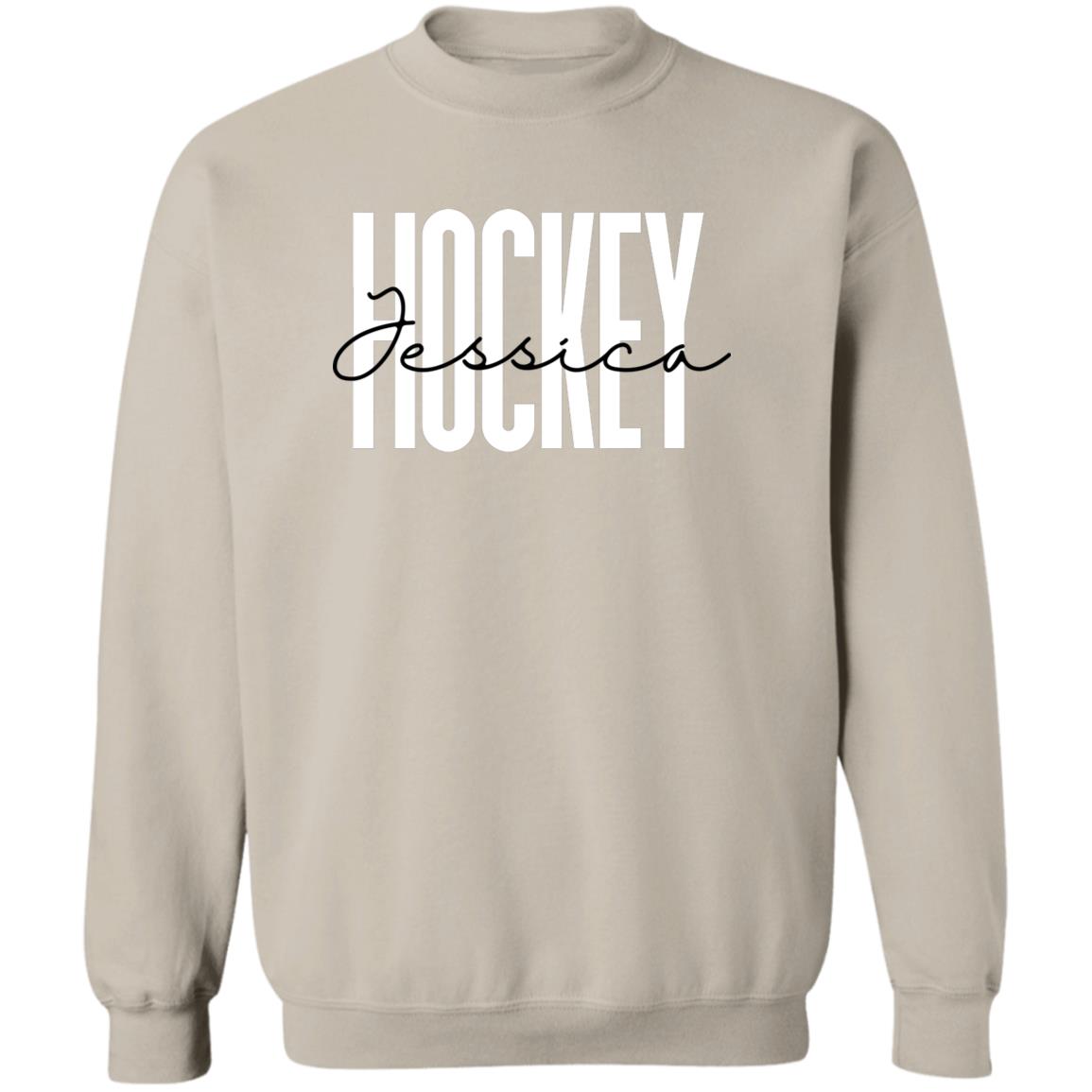 Personalized Hockey Unisex Sweatshirt, Custom Name hockey player Crewneck Sand-Sand-Family-Gift-Planet
