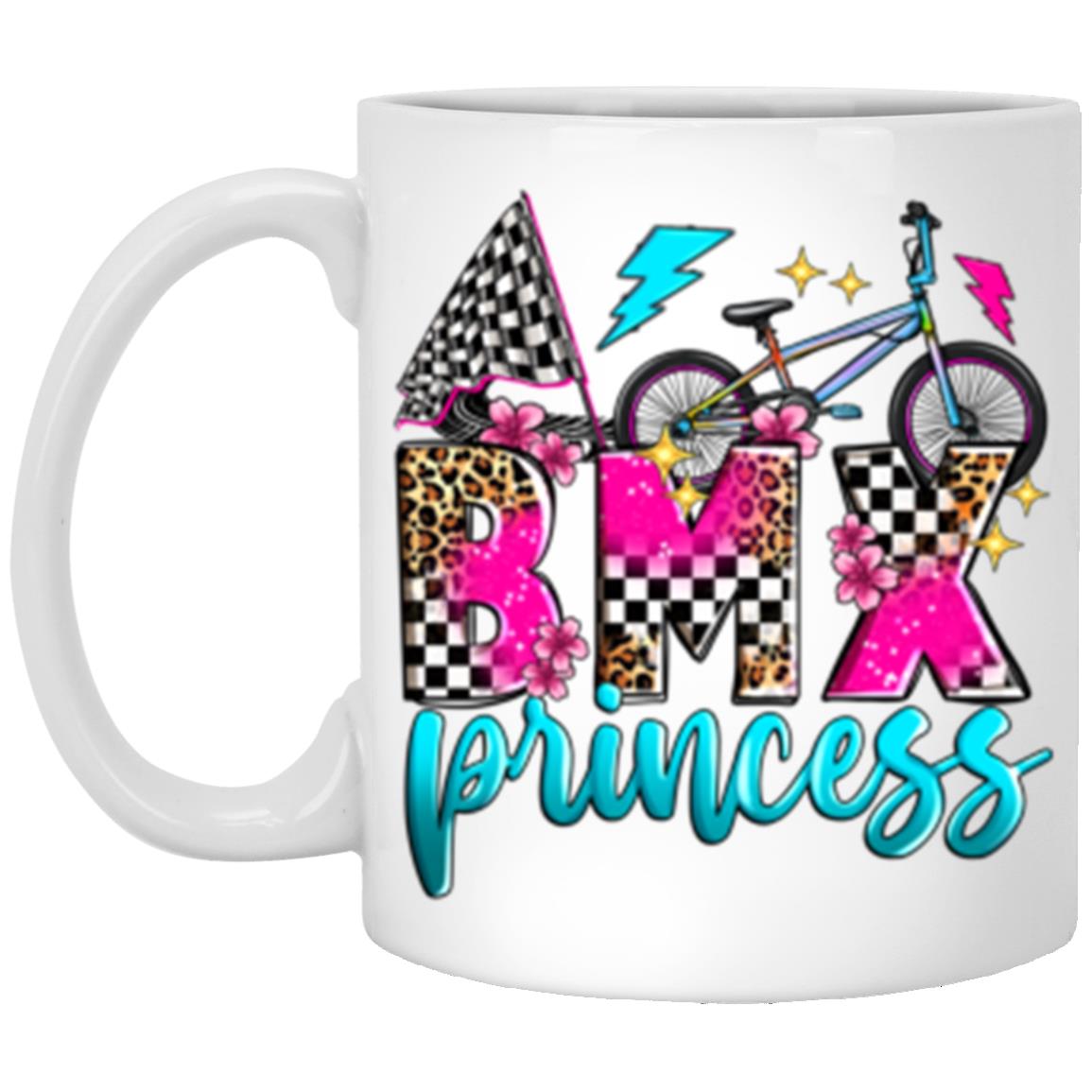 BMX princess 11oz White Mug gift bmx race bicycle track girl coffee cup-White-Family-Gift-Planet