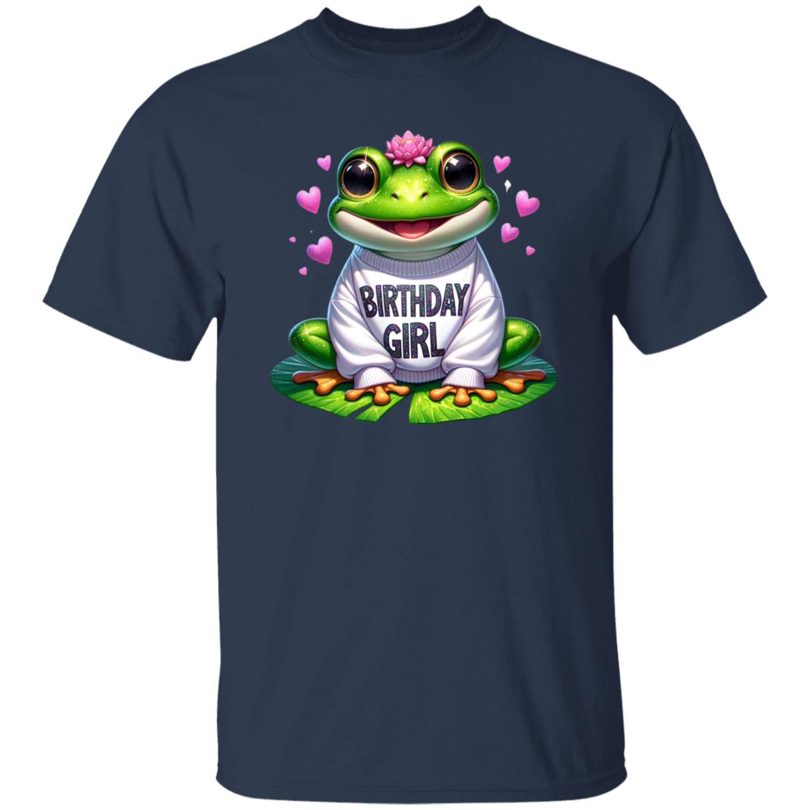 Frog Birthday Girl T-Shirt gift Smiling Birthday Frog hearts Unisex tee Black Navy Dark Heather-Family-Gift-Planet