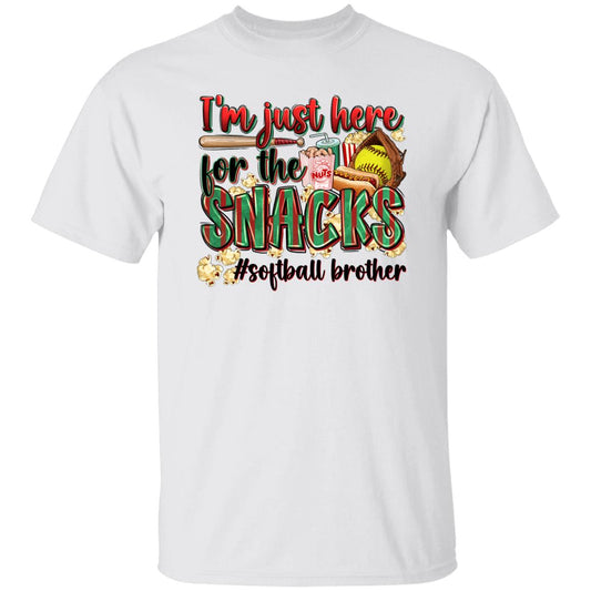 Softball brother T-Shirt Softball cheer I'm just here for the snacks Unisex Tee Sand White Sport Grey-White-Family-Gift-Planet
