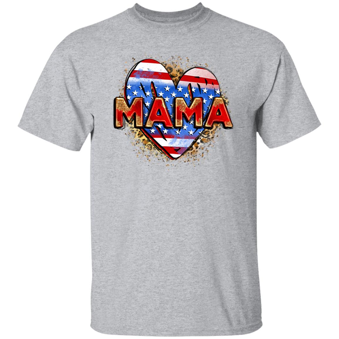 American Mama heart T-Shirt US flag heart mom Unisex tee White Sand Grey-Family-Gift-Planet