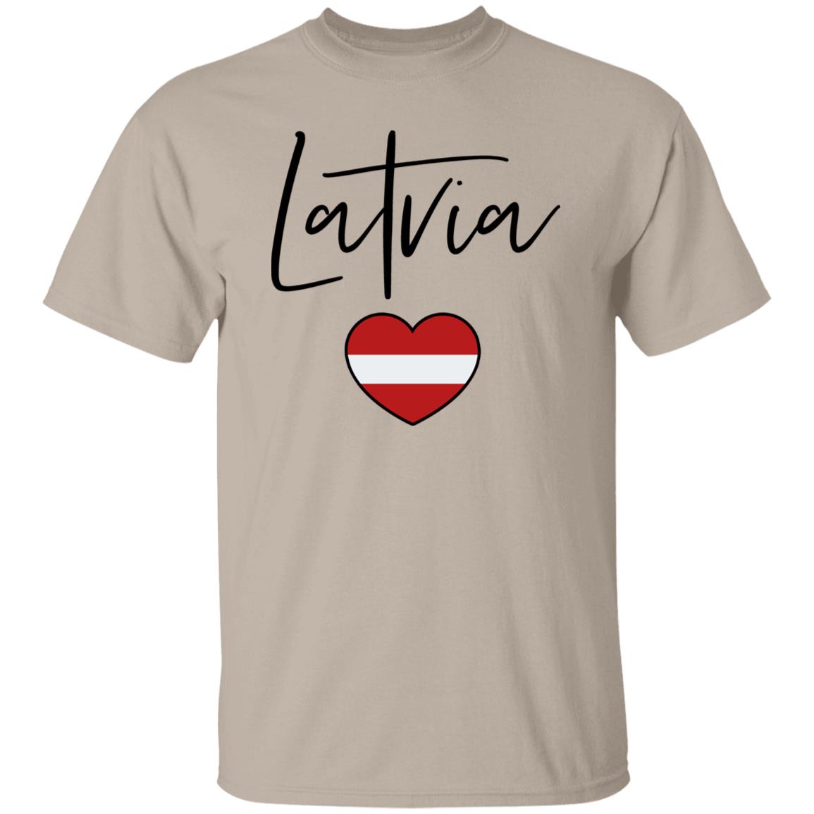 Latvia flag heart Unisex T-shirt Latvia love tee White Sand Blue-Sand-Family-Gift-Planet