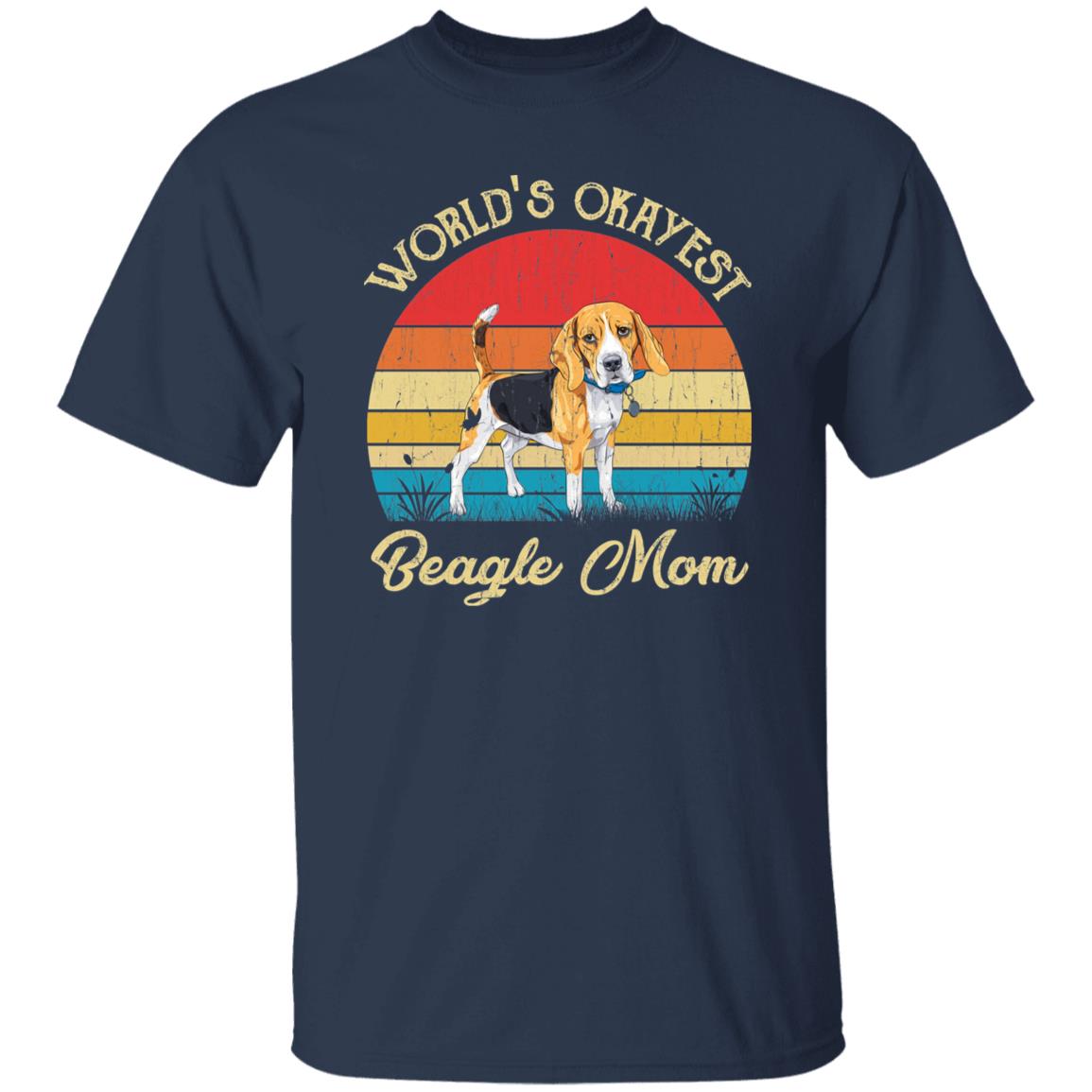 World's Okayest Beagle mom Retro Style Unisex T-shirt Black Navy Dark Heather-Navy-Family-Gift-Planet