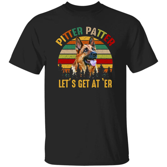 Pitter Patter Let's Get At'er T-Shirt gift German Shepherd owner Unisex tee Black Navy Dark Heather-Black-Family-Gift-Planet