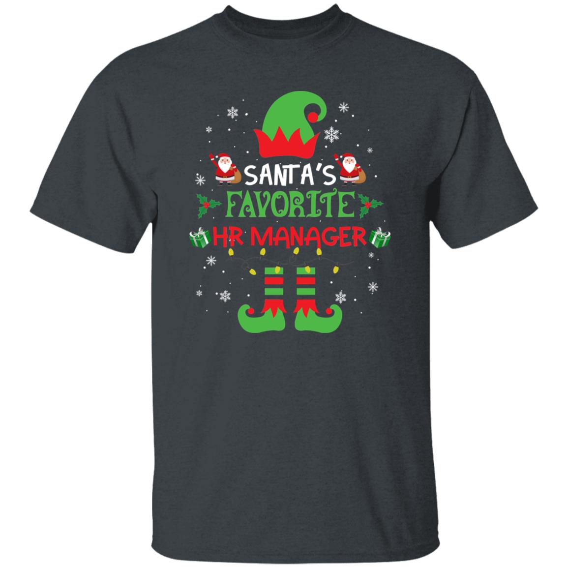 Santa's Favorite HR Manager Christmas Unisex Shirt Black Dark Heather-Family-Gift-Planet