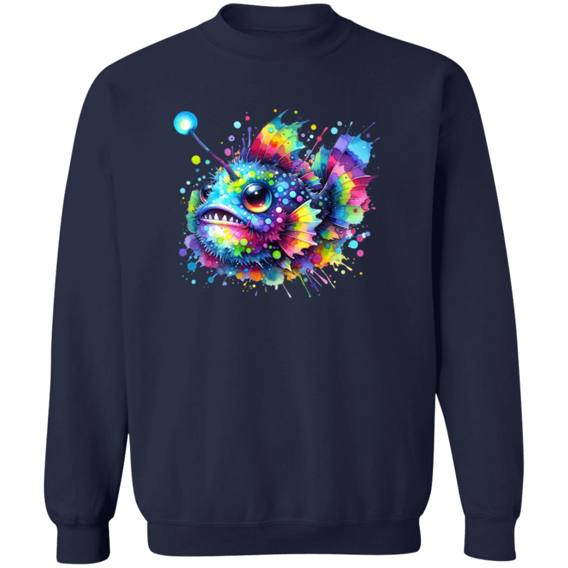 Anglerfish lover Color Splash Unisex Sweatshirt Black Navy Dark Heather-Family-Gift-Planet