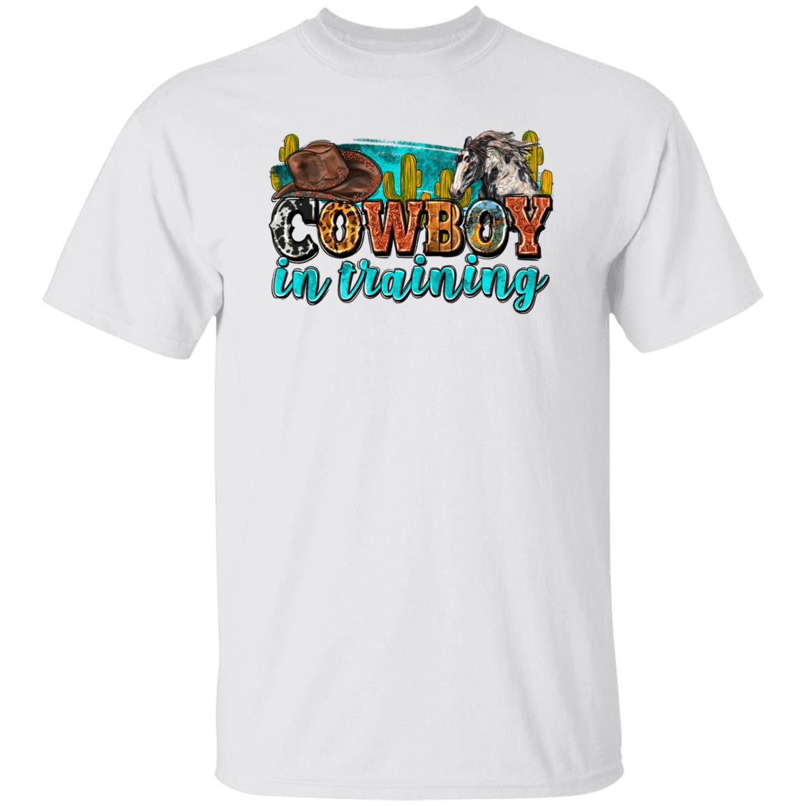 Cowboy in training T-Shirt Texas Western young cowboy Unisex tee White Sand Sport Grey-White-Family-Gift-Planet