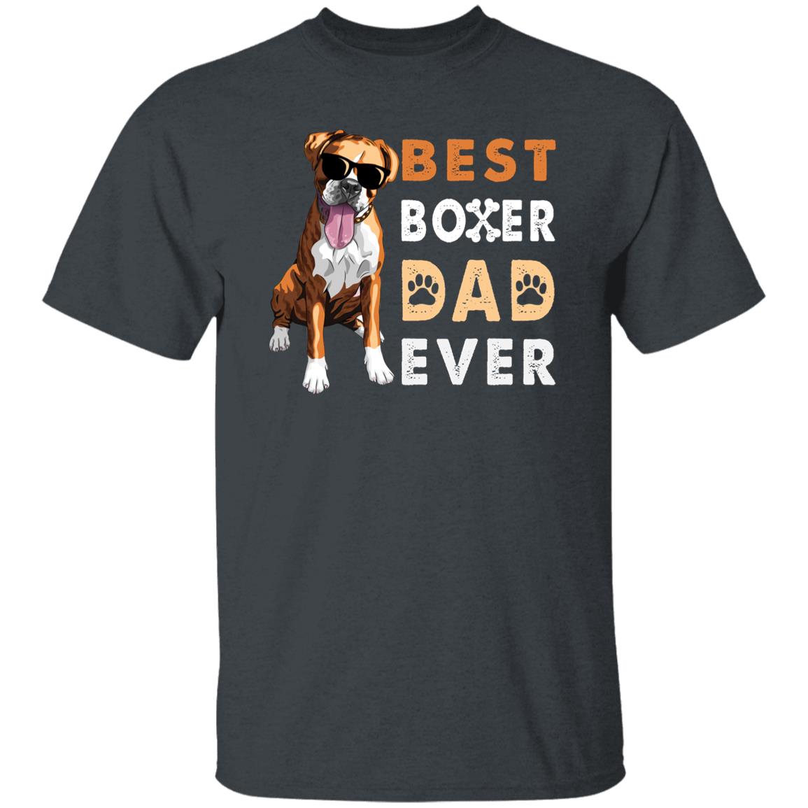 Best boxer dad ever design T-Shirt gift Boxer Dog owner Unisex tee Black Navy Dark Heather-Dark Heather-Family-Gift-Planet