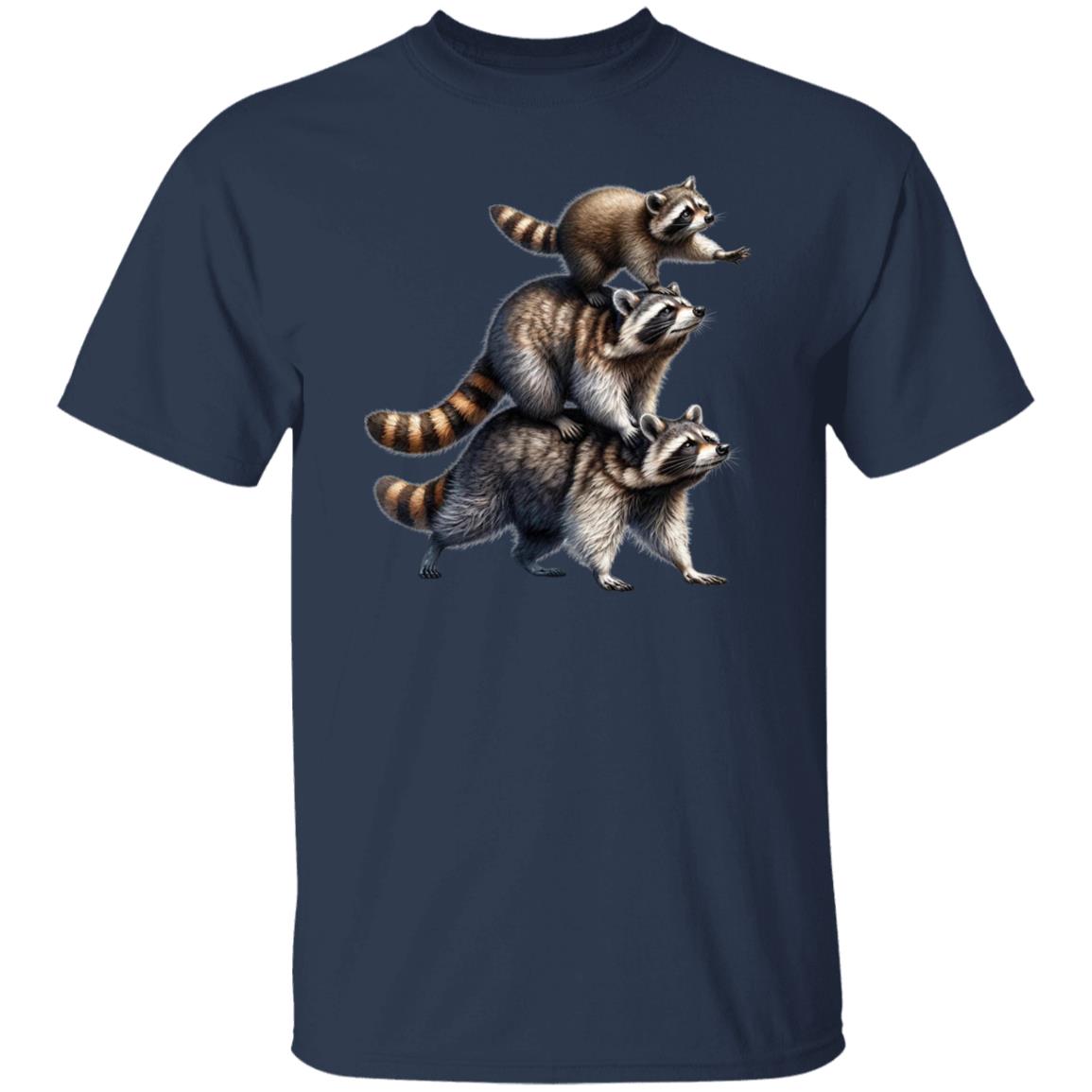 Three Racoons T-Shirt gift Cute racoon lover Unisex tee Black Navy Dark Heather-Family-Gift-Planet