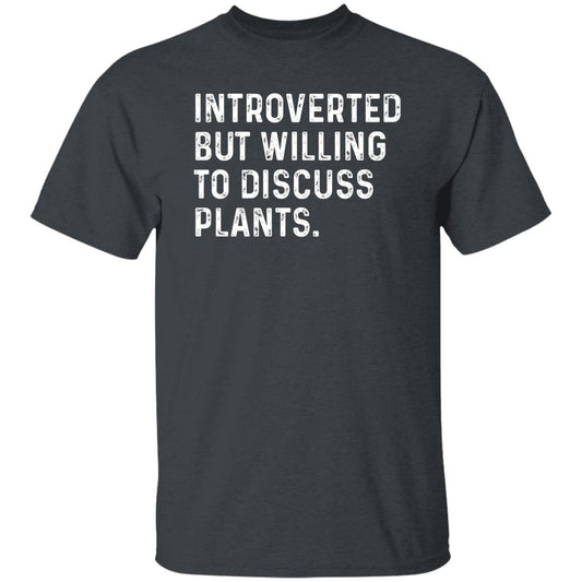 Introverted but willing to discuss Plants Unisex T-shirt Gardener tee Black Navy Dark Heather-Dark Heather-Family-Gift-Planet