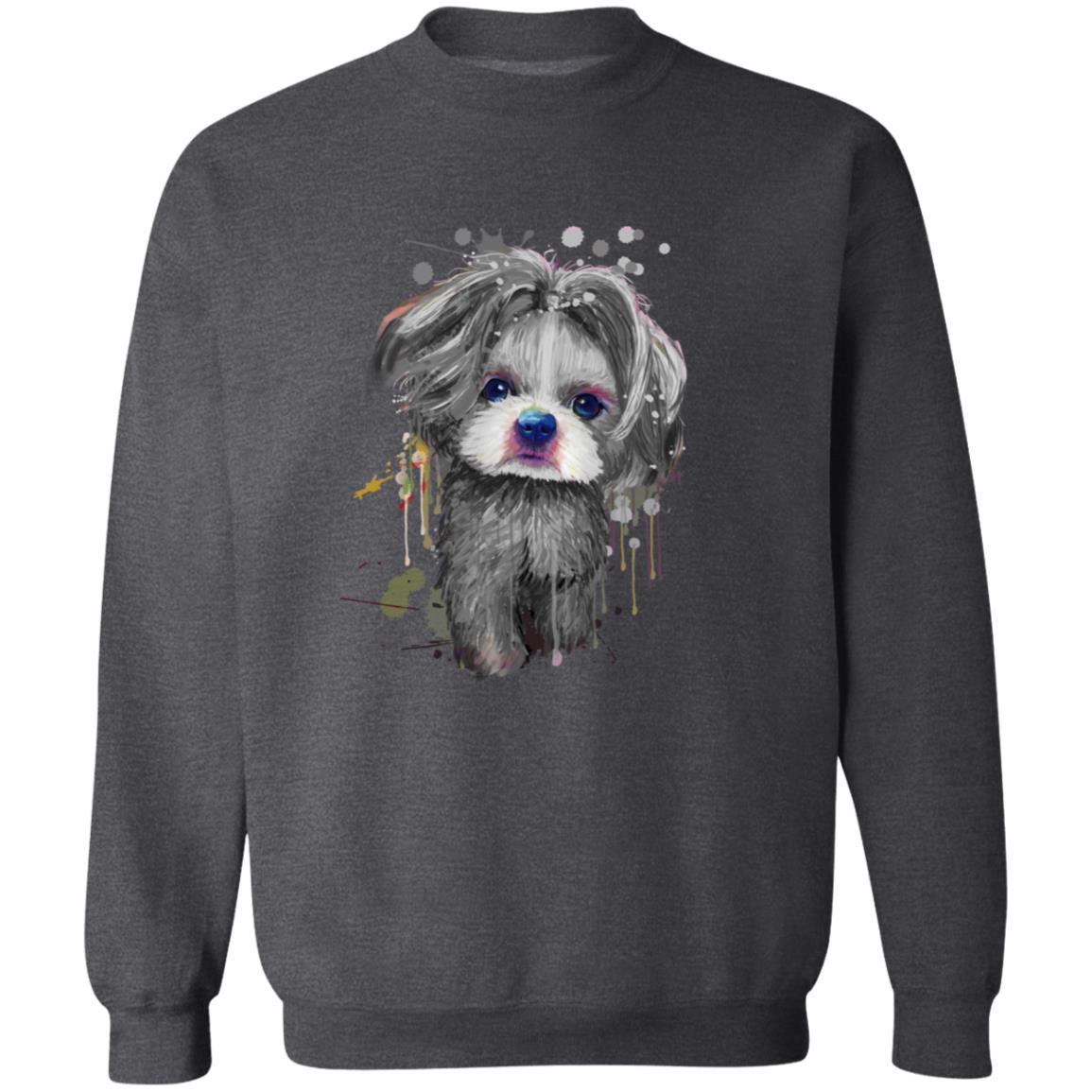 Abstract Shih Tzu dog Unisex Crewneck Sweatshirt with expressive splashes-Family-Gift-Planet