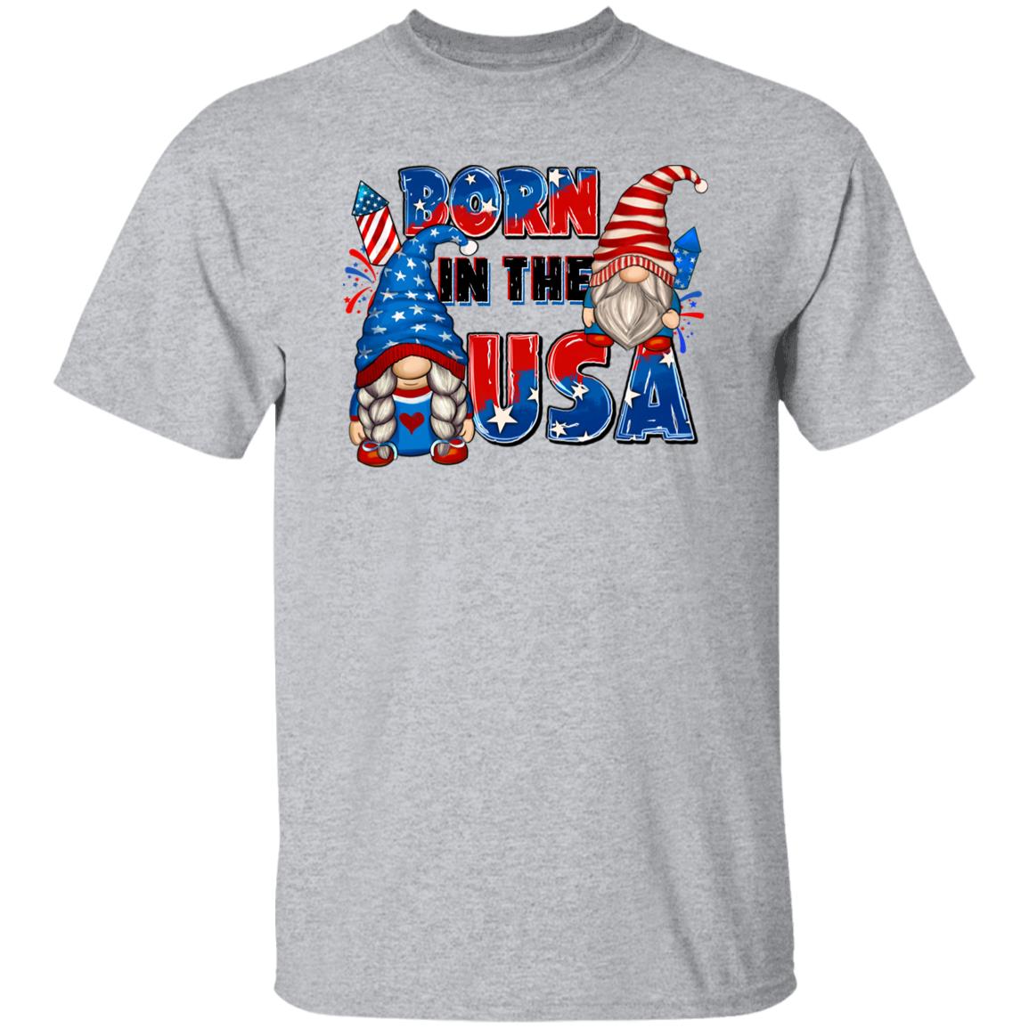 Born in the USA T-Shirt American patriotic July 4th Unisex tee Sand White Sport Grey-Family-Gift-Planet