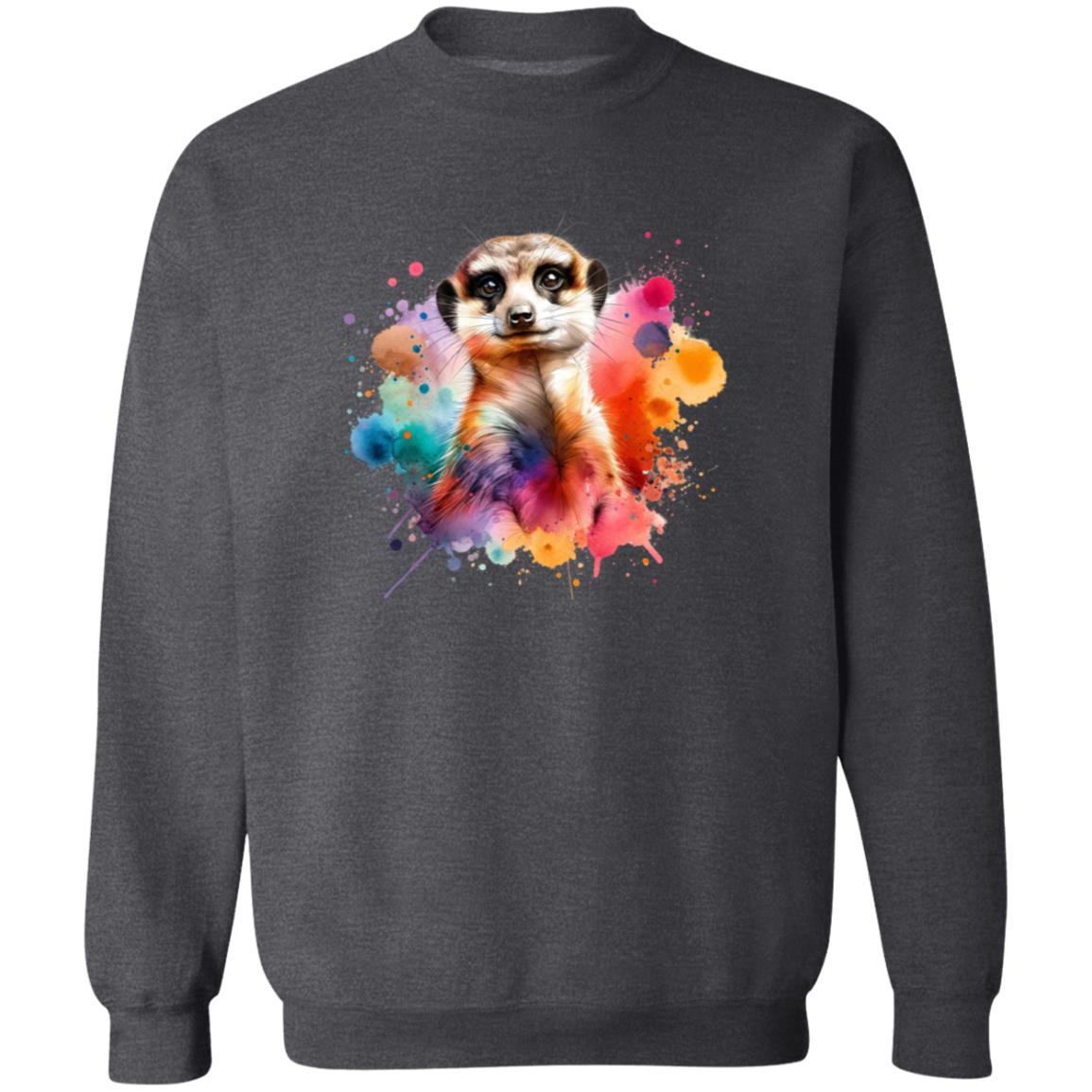 Artistic Meerkat Color Splash Unisex Sweatshirt Black Navy Dark Heather-Family-Gift-Planet