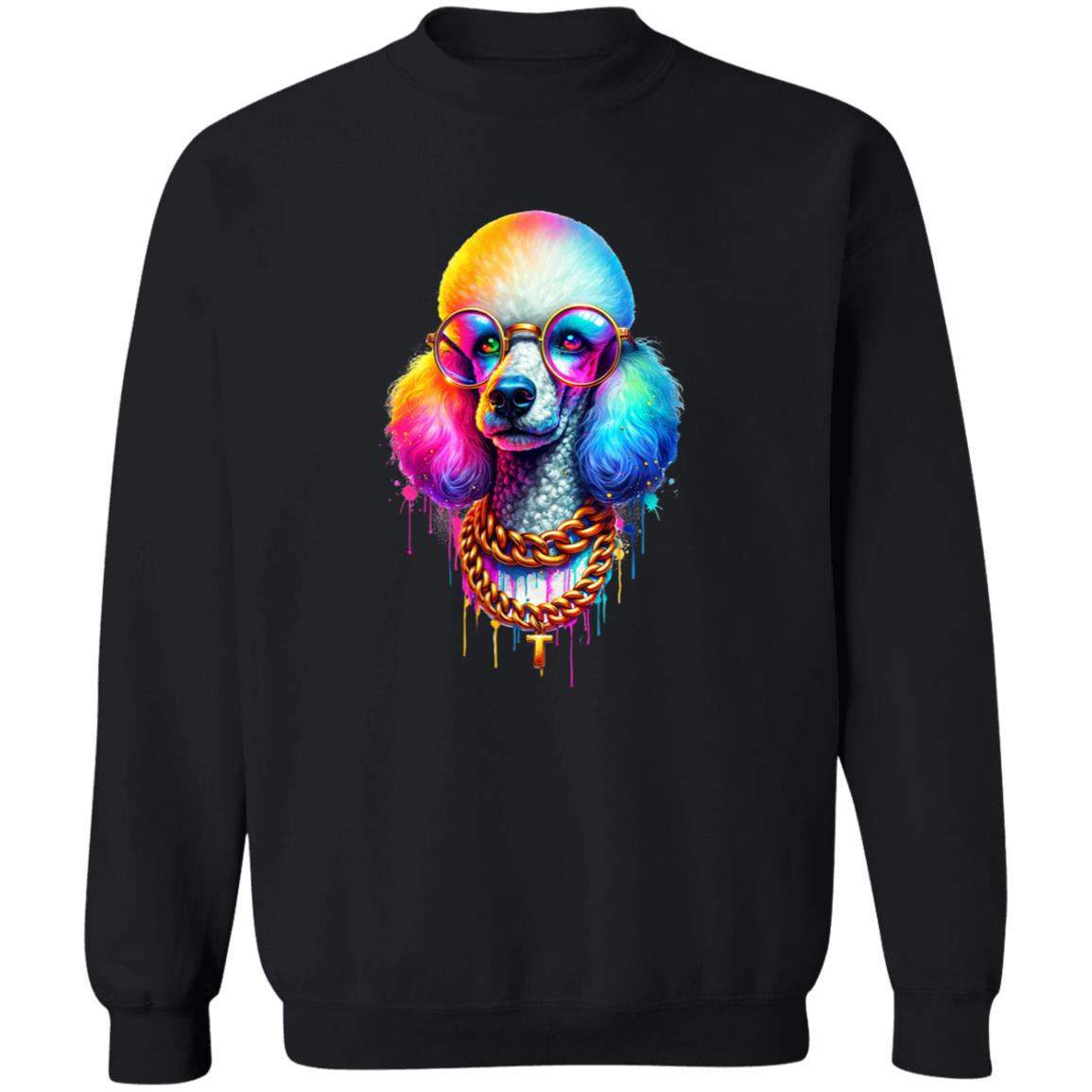Poodle with glasses hip style Color Splash Unisex Sweatshirt Black Navy Dark Heather-Family-Gift-Planet