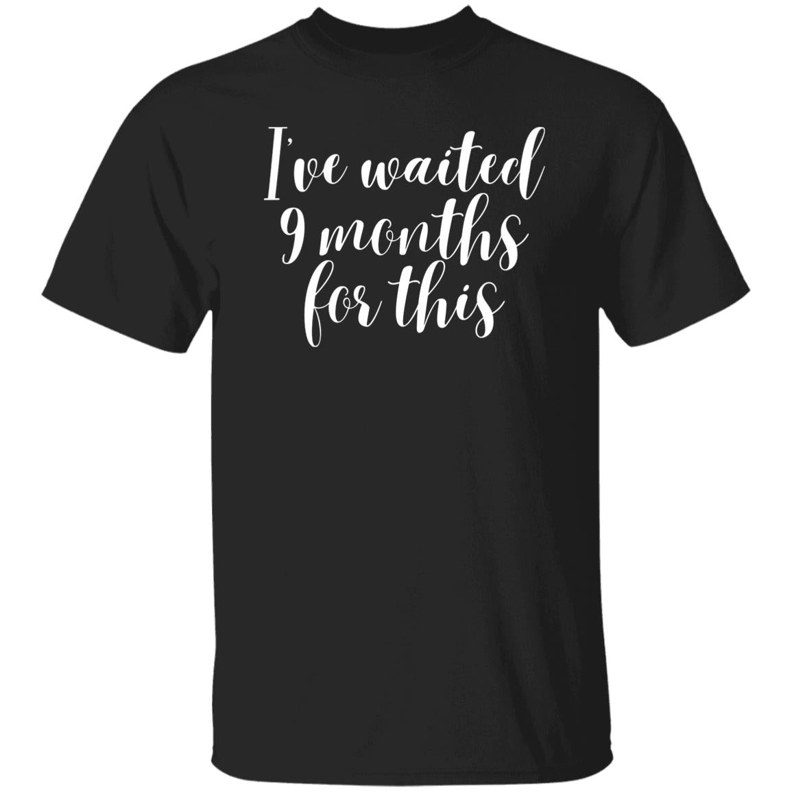 I've waiting 9 months for this Unisex Tshirt New mom tee Black Dark Heather Navy-Black-Family-Gift-Planet