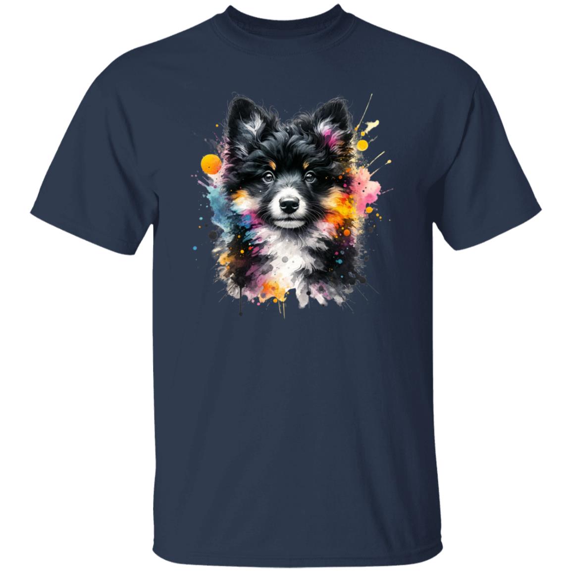 Artistic Mudi dog mama Color Splash Unisex T-shirt Black Navy Dark Heather-Family-Gift-Planet