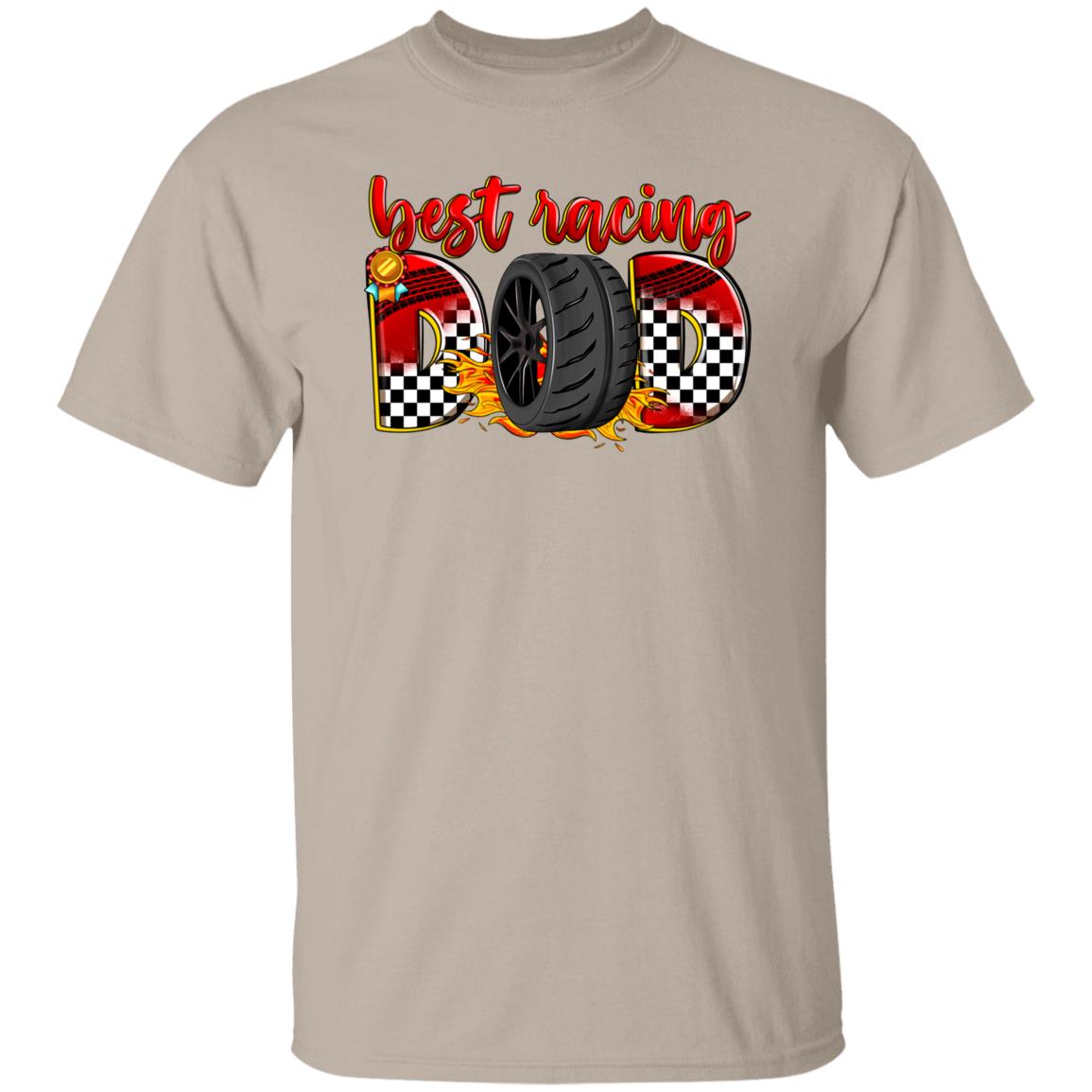 Best racing dad T-Shirt Father of racer Unisex tee Sand White Sport Grey-Sand-Family-Gift-Planet