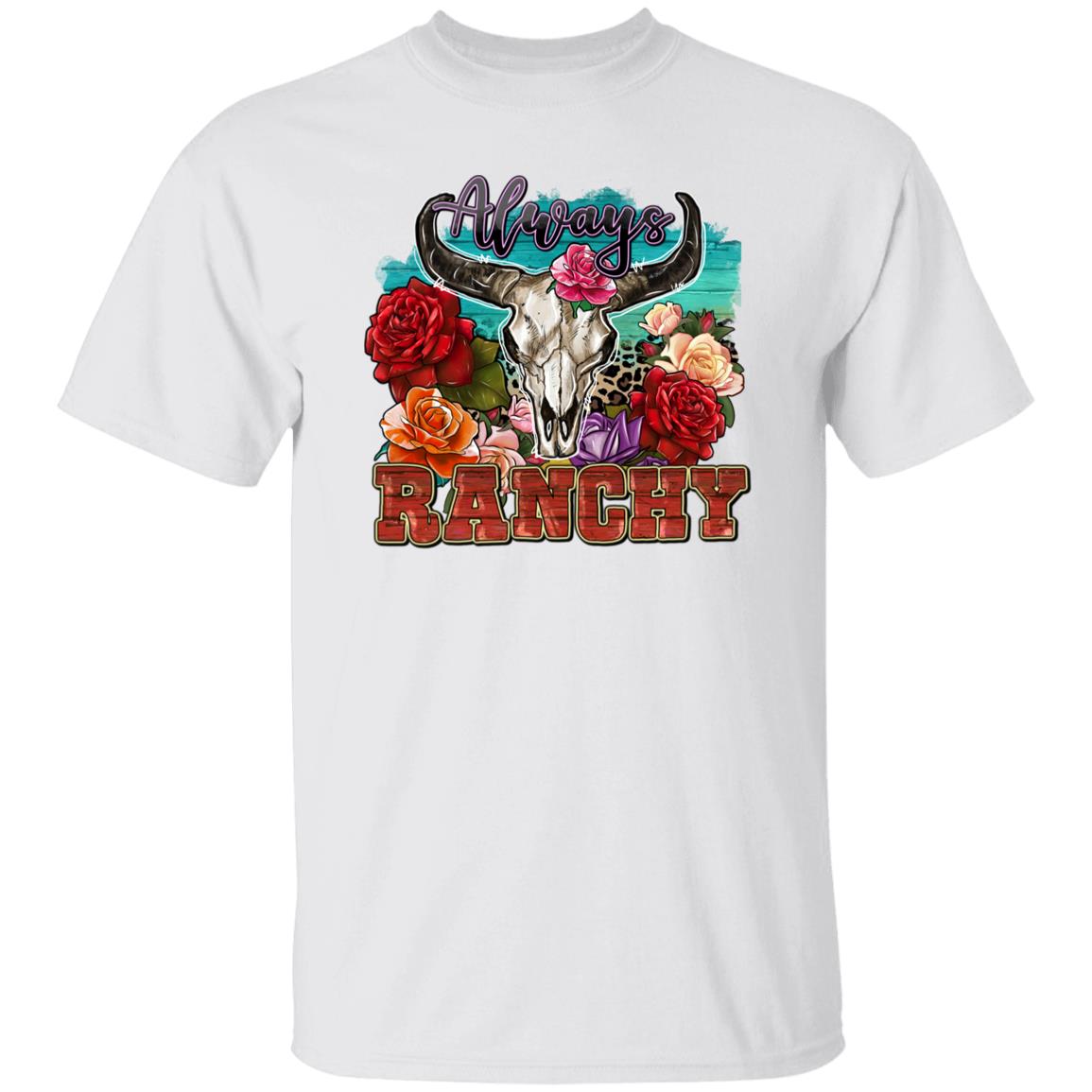 Always Ranchy T-Shirt Texas Western highland cow skull Rancher Unisex tee White Sand Grey-Family-Gift-Planet