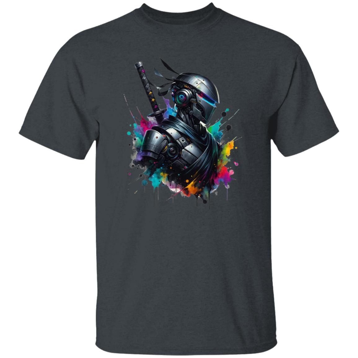 Vibrant Ninja robot Color Splash Unisex T-shirt Black Navy Dark Heather-Dark Heather-Family-Gift-Planet