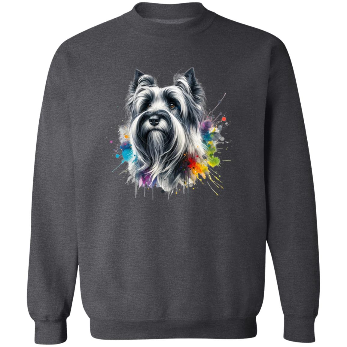 Skye Terrier dog mom Color Splash Unisex Sweatshirt Black Navy Dark Heather-Family-Gift-Planet