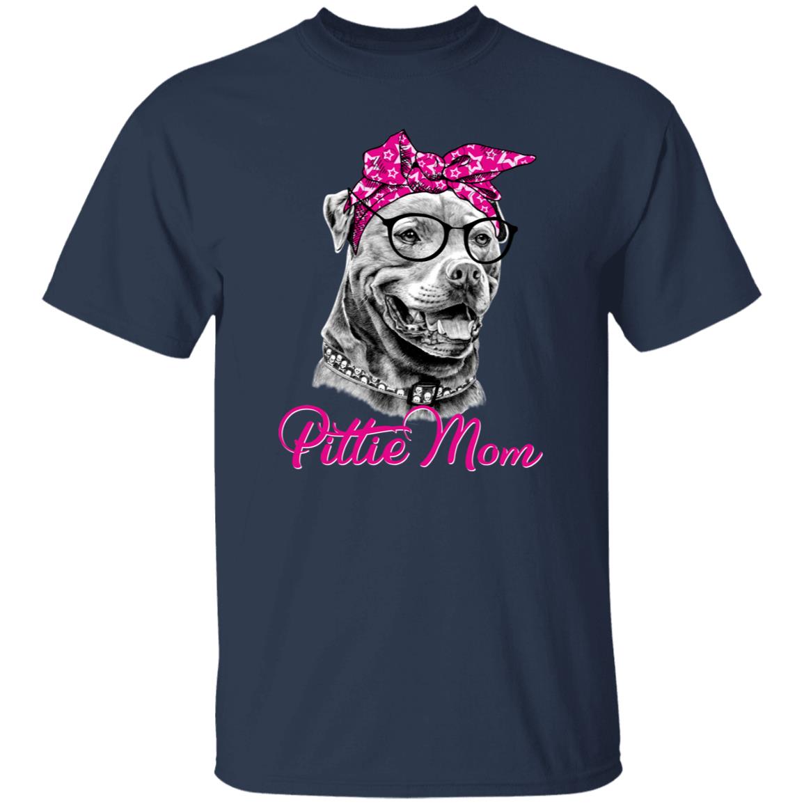 Pittie Mom T-Shirt gift pink Pitbull Dog mama Unisex tee Black Navy Dark Heather-Family-Gift-Planet