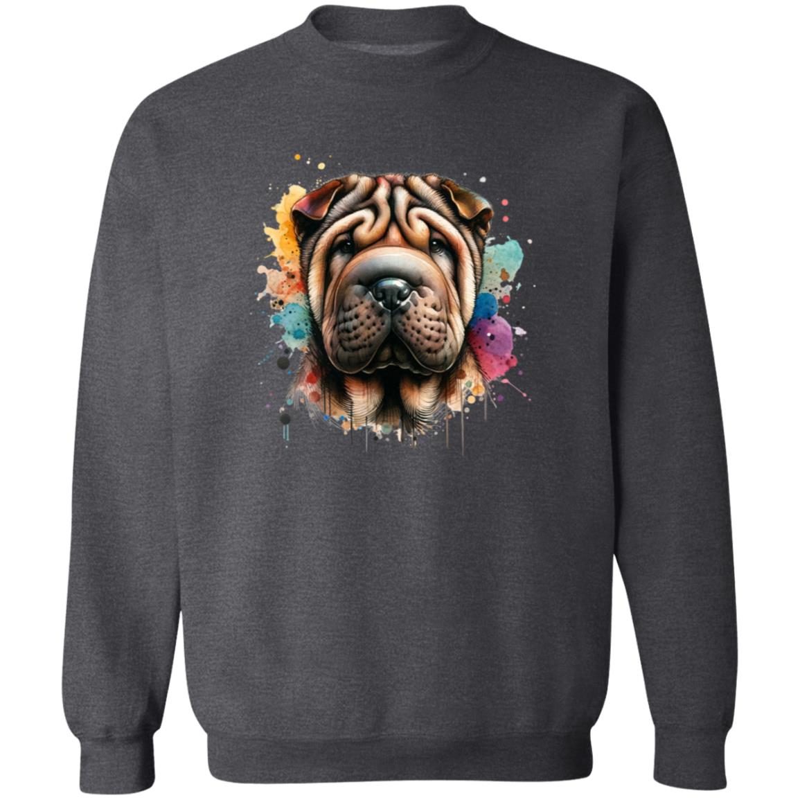 Shar-Pei dog mom Color Splash Unisex Sweatshirt Black Navy Dark Heather-Family-Gift-Planet