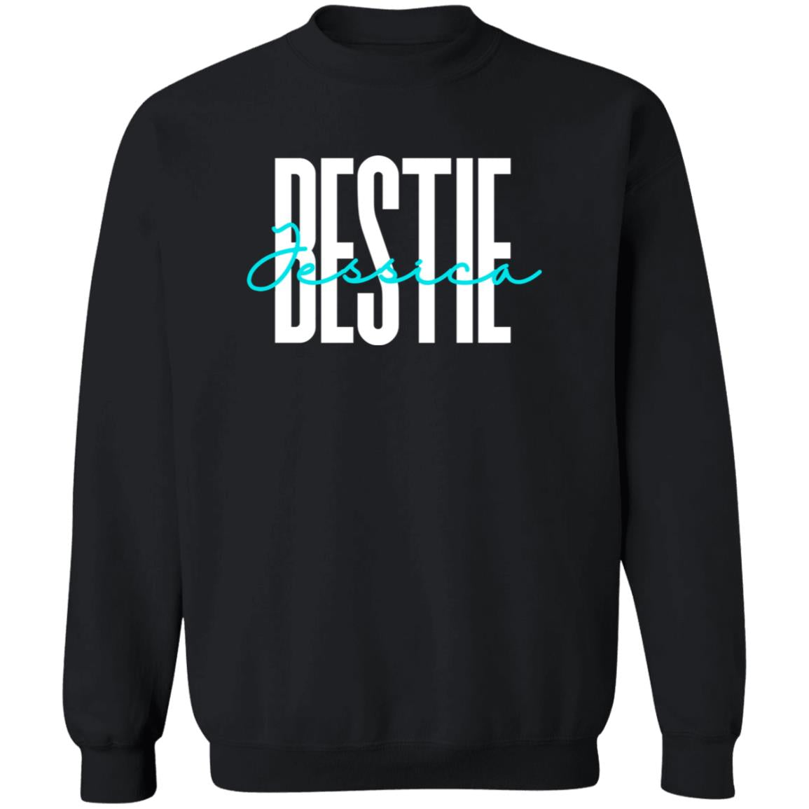 Personalized Bestie Unisex Sweatshirt Custom name friends Sand Black Dark Heather-Family-Gift-Planet