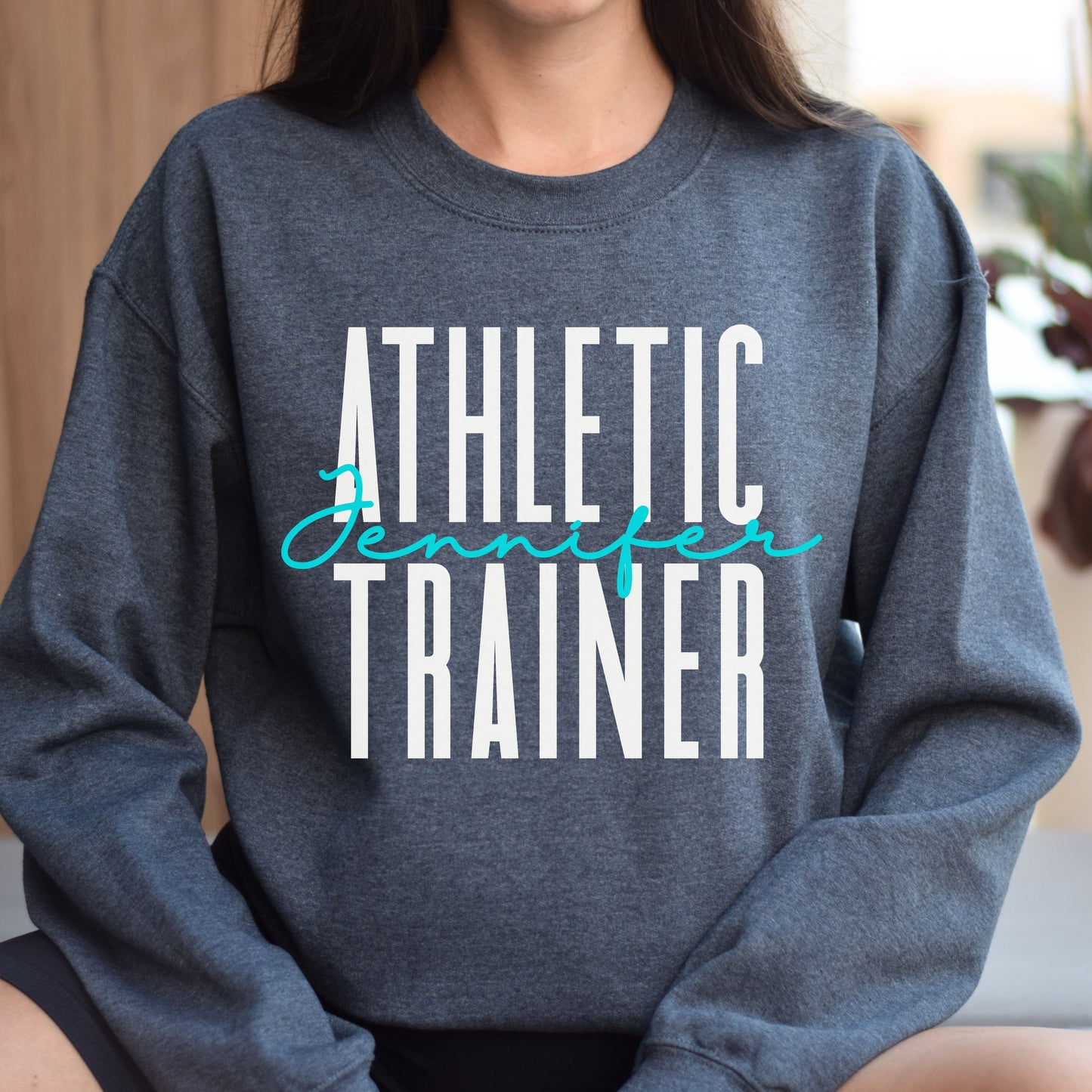 Personalized Athletic Trainer Unisex Sweatshirt Custom name AT Sand Black Dark Heather-Dark Heather-Family-Gift-Planet